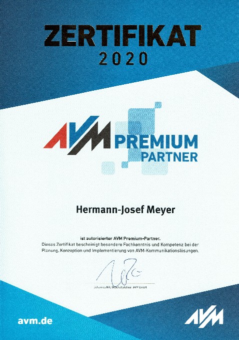 AVM Premium Partner Zertifikat