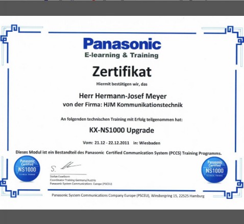 Panasonic Zertifikat