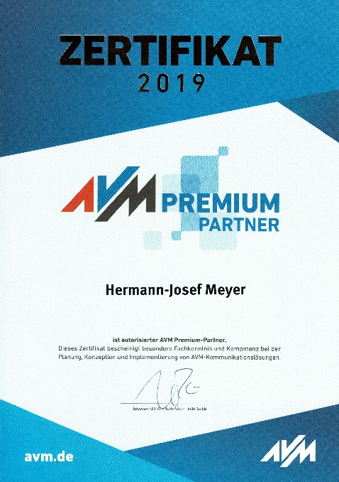 AVM Premium Partner Zertifikat